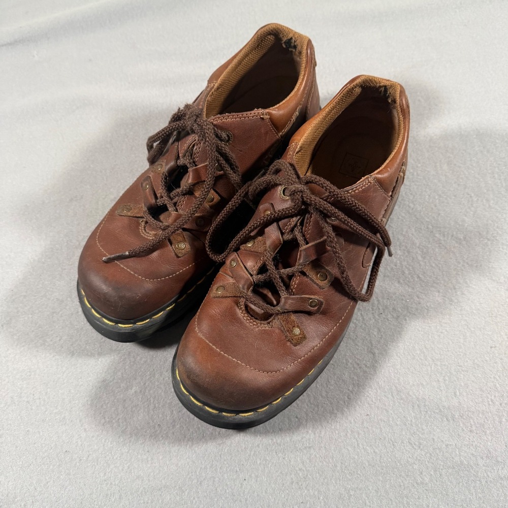 Vintage Dr Martens 9A88 Brown Leather Chunky Lug Sole Shoes Mens 10 90s Y2K